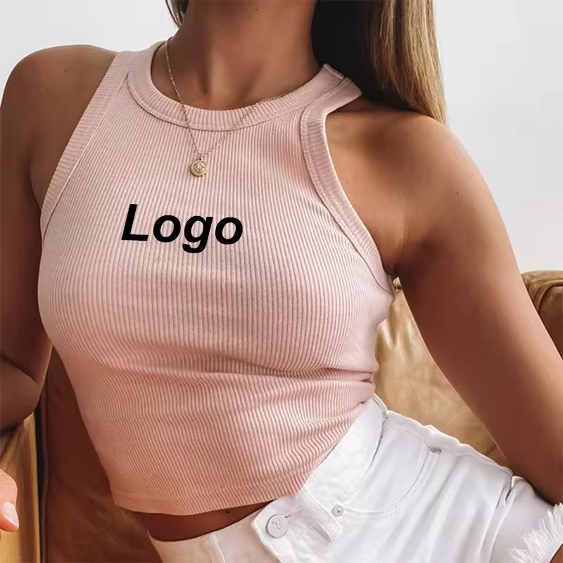 Customizable solid white ribbed crop top for women