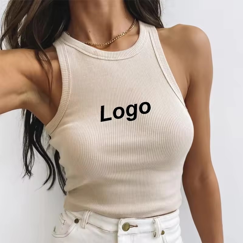 Customizable solid white ribbed crop top for women