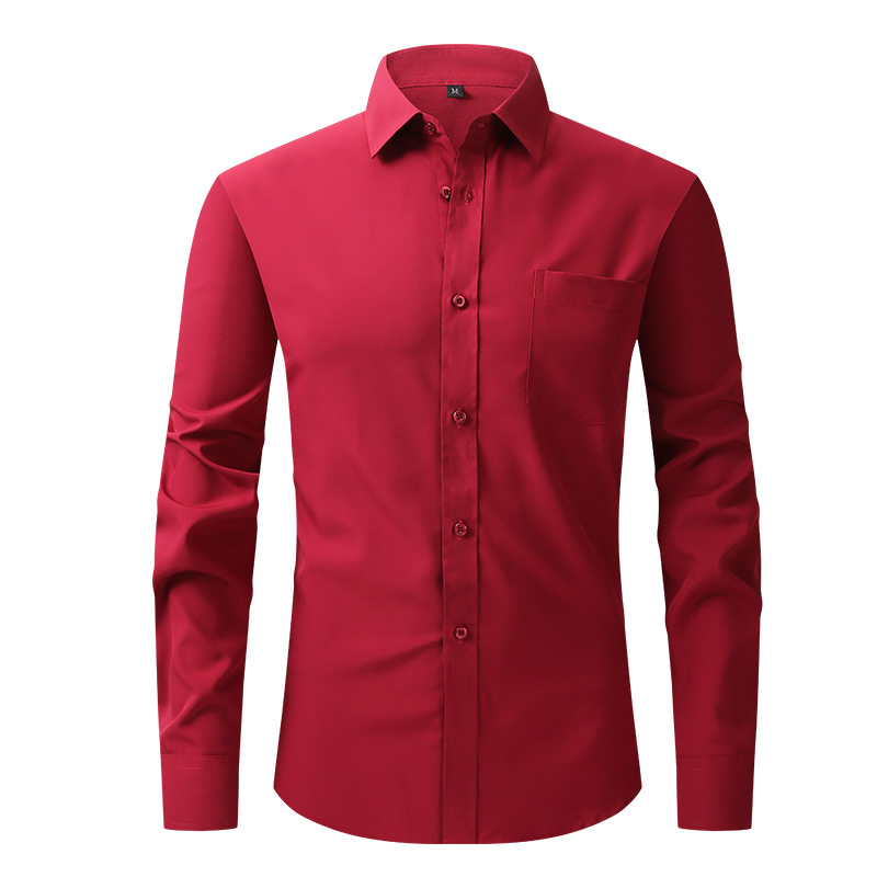 Men's button up long sleeved easy care collar shirt