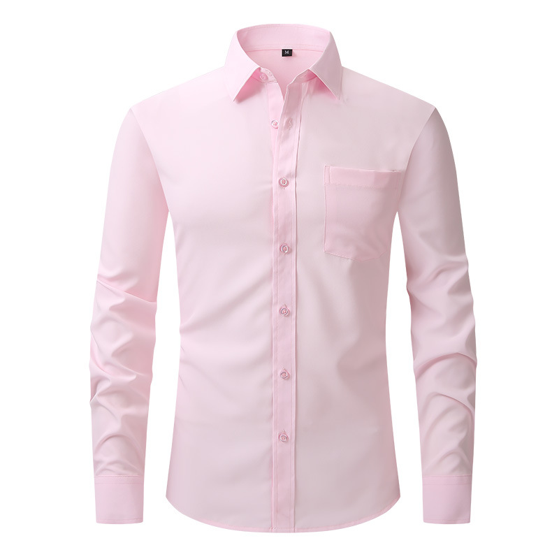 Men's button up long sleeved easy care collar shirt