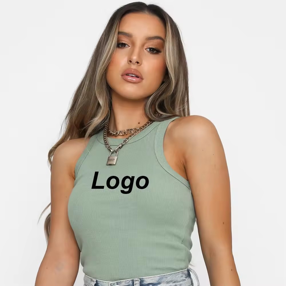 Customizable solid white ribbed crop top for women