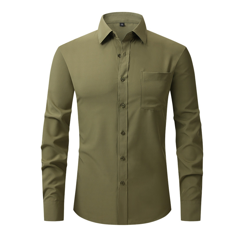 Men's button up long sleeved easy care collar shirt