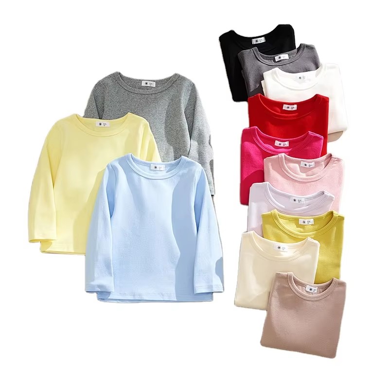 Children's pure cotton blank shirt casual top autumn Children's long sleeved 