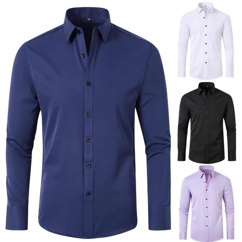 Elastic  iron free men's long sleeved shirt