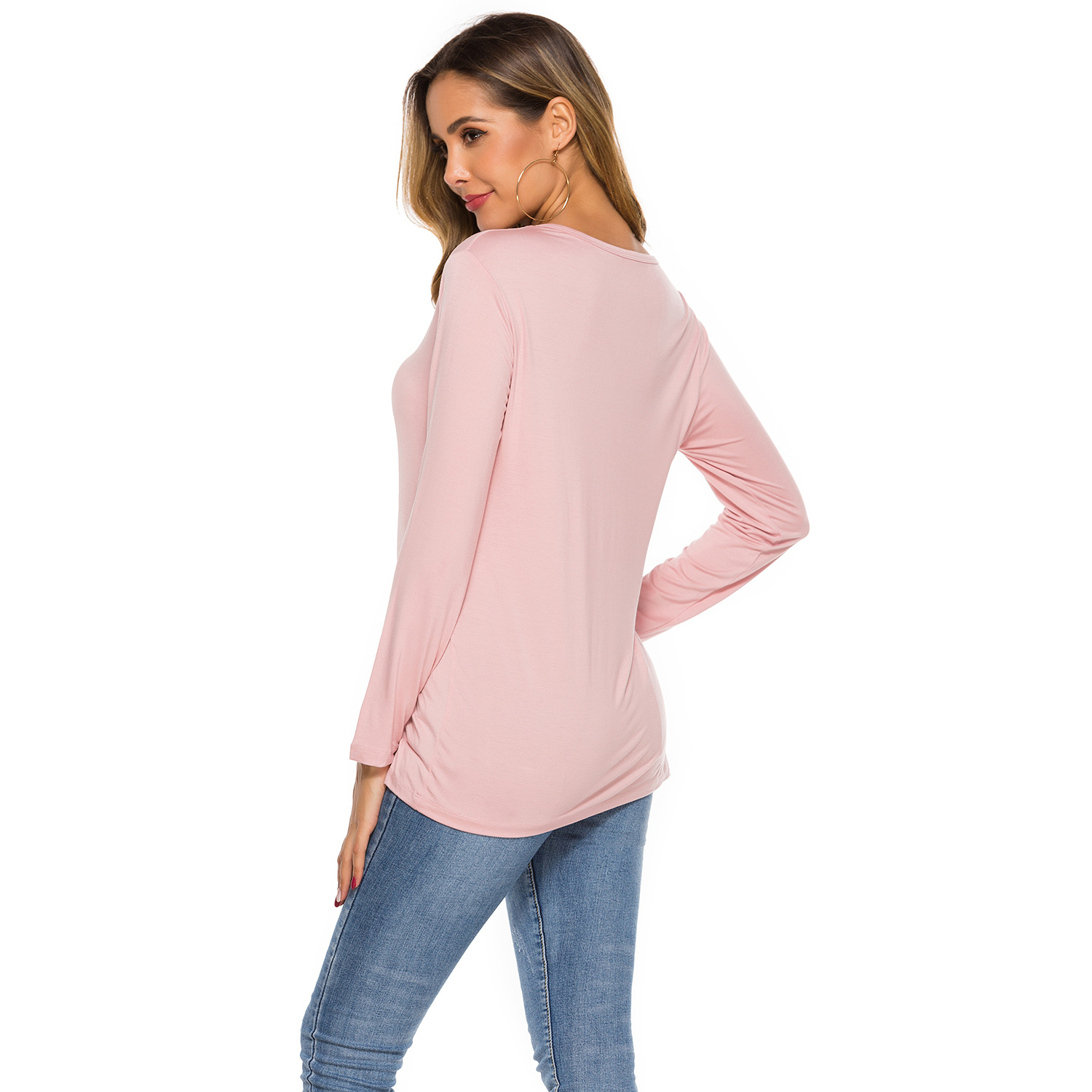  Long Sleeve Women's Pure Knitted Blank Low