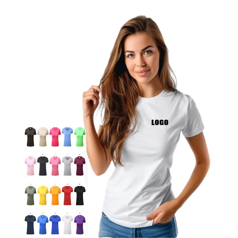 Women's Slim Fitted Cotton Polyester T-Shirts Custom Logo Graphic Printing 