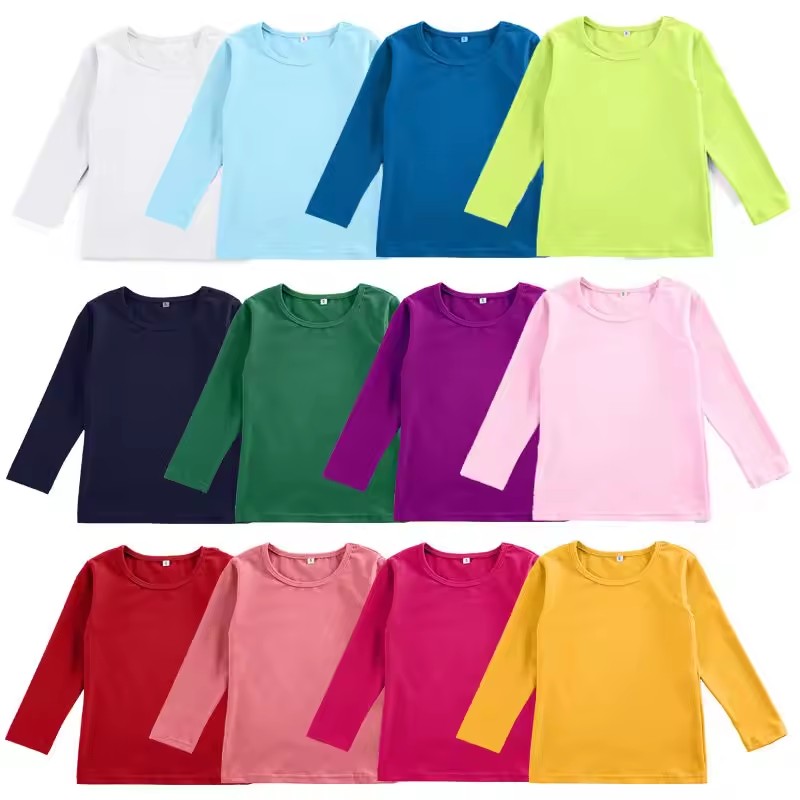 Children's pure cotton blank shirt casual top autumn Children's long sleeved 